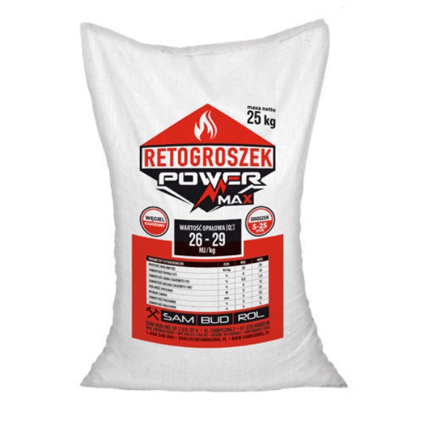 Obrazek RETOGROSZEK POWER MAX - Węgiel Groszek 5-25 wor.25kg